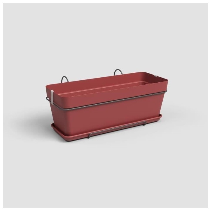 Jardiniere Capri - Plastique - Rouge Foncé - Rectangulaire - 50,2 x 2