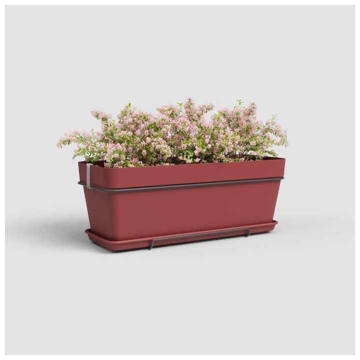 Jardiniere Capri - Plastique - Rouge Foncé - Rectangulaire - 50,2 x 2