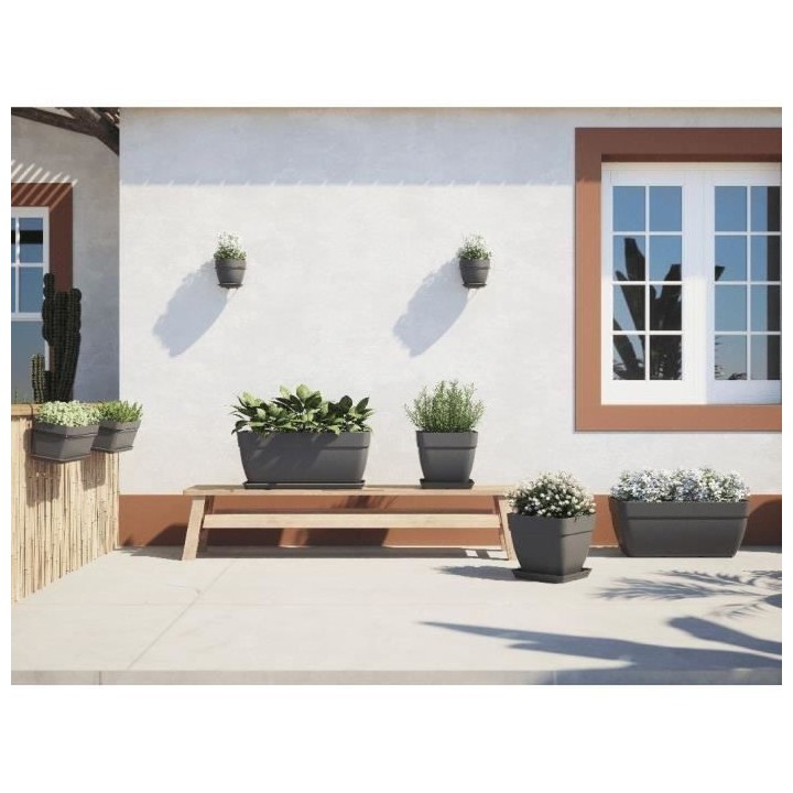 Jardiniere CAPRI CAMPANA XL - Plastique - 80 cm - Anthracite - ARTEVAS