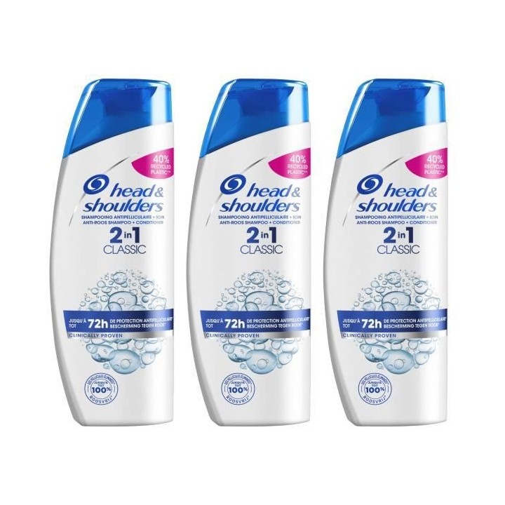 LOT DE 3 - Head & Shoulders Classic 2 en 1 Shampoing - 270 mL