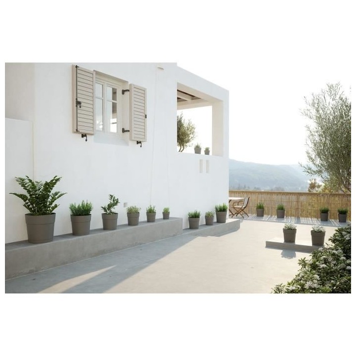 Pot a fleurs et plantes rond CAPRI LARGE - Plastique - Réservoir d'ea