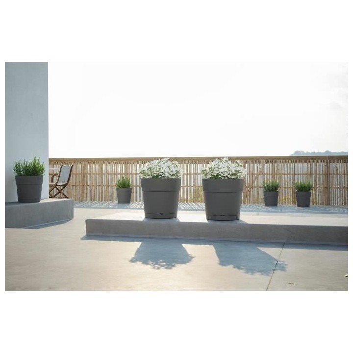 Pot a fleurs et plantes rond CAPRI LARGE - Plastique - Réservoir d'ea