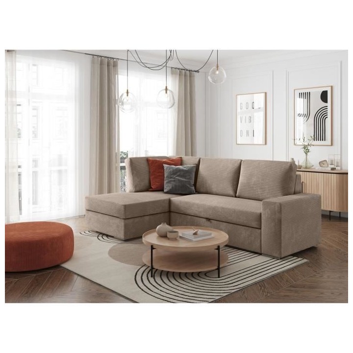 Canapé d'angle gauche convertible ARTEMIS 4 places - Velours côtelé