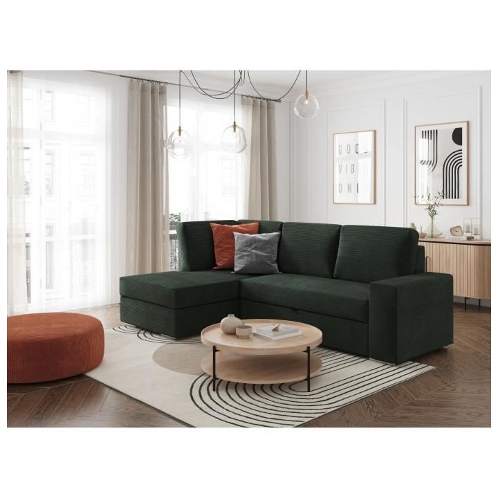 Canapé d'angle gauche convertible ARTEMIS 4 places - Velours côtelé