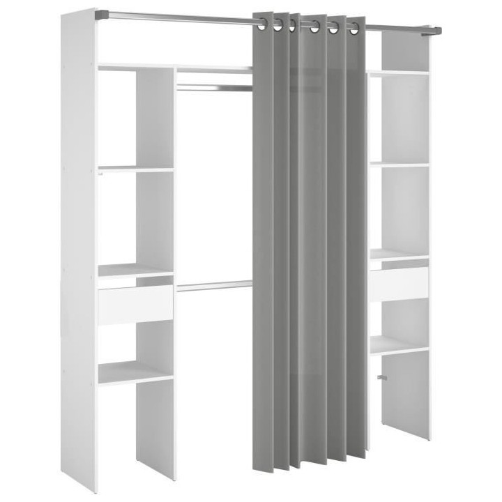 Kit dressing ARTIC EKIPA - Décor mélaminé blanc - 2 penderies + 2 t