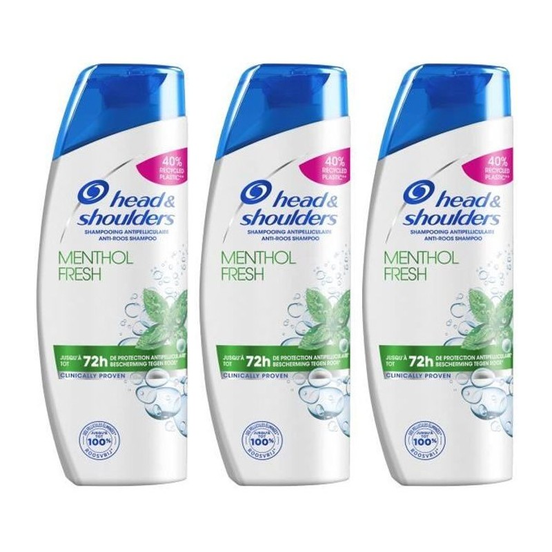 LOT DE 3 - Head & Shoulders Menthol Fresh Shampoing 285 mL