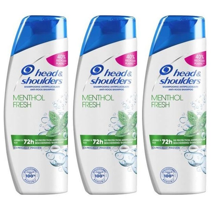 LOT DE 3 - Head & Shoulders Menthol Fresh Shampoing 285 mL