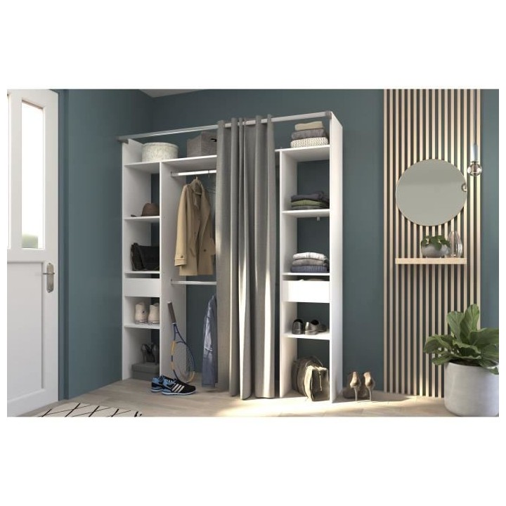 Kit dressing ARTIC EKIPA - Décor mélaminé blanc - 2 penderies + 2 t