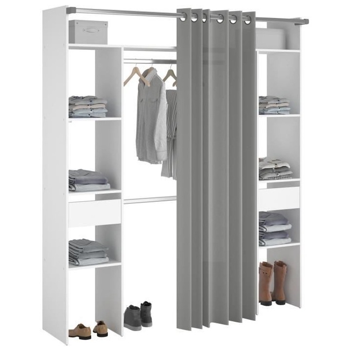 Kit dressing ARTIC EKIPA - Décor mélaminé blanc - 2 penderies + 2 t