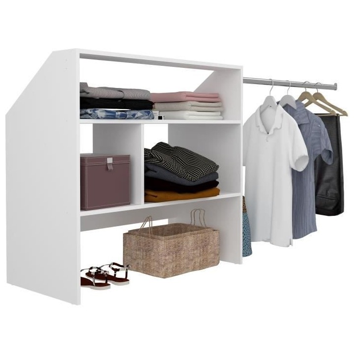 Kit dressing sous comble ARTIC EKIPA - Décor mélaminé blanc - 1 pen