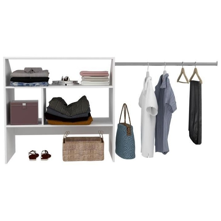 Kit dressing sous comble ARTIC EKIPA - Décor mélaminé blanc - 1 pen