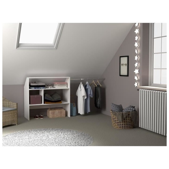 Kit dressing sous comble ARTIC EKIPA - Décor mélaminé blanc - 1 pen