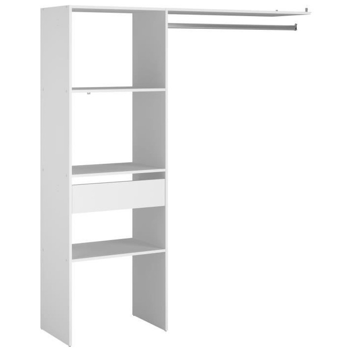 Kit dressing ARTIC EKIPA - Blanc mélaminé - 1 penderie + 1 tiroir -