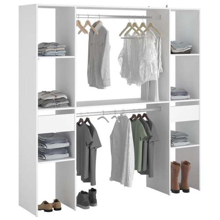 Kit dressing ARTIC EKIPA - Décor mélaminé blanc - 2 penderies + 2 t