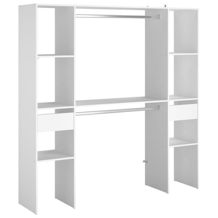 Kit dressing ARTIC EKIPA - Décor mélaminé blanc - 2 penderies + 2 t