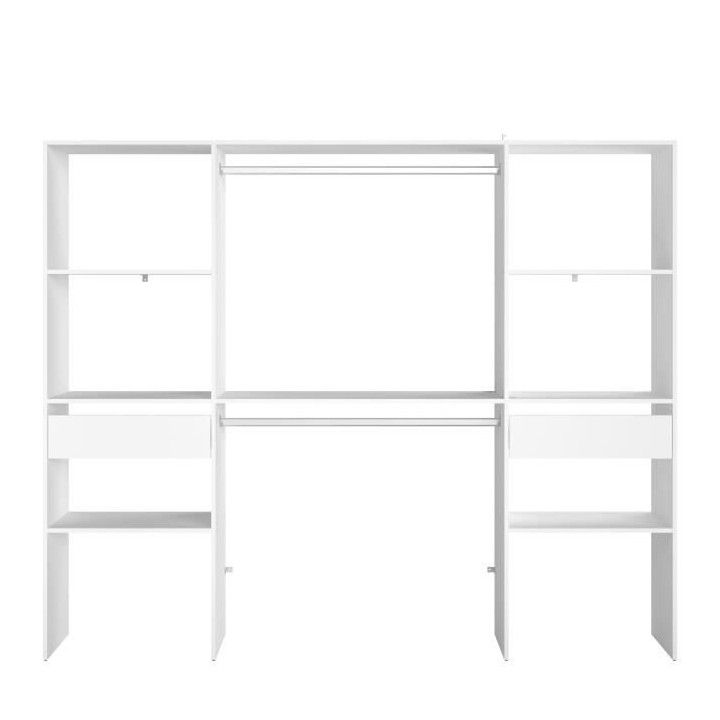 Kit dressing ARTIC - Décor Blanc - 2 colonnes + 2 penderies + 2 tiroi