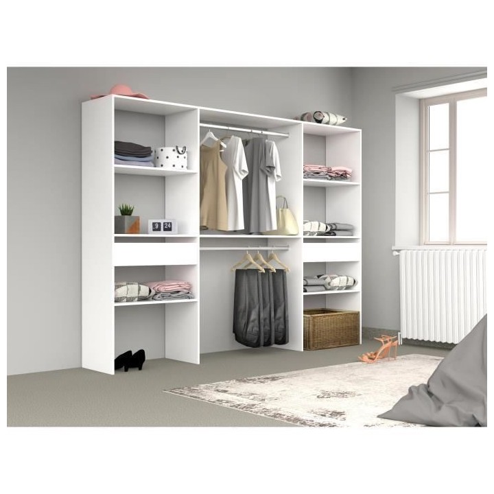 Kit dressing ARTIC - Décor Blanc - 2 colonnes + 2 penderies + 2 tiroi