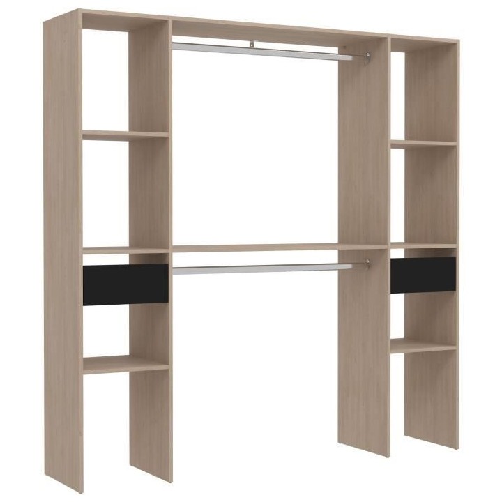 Kit dressing ARTIC EKIPA - Décor mélaminé chene jackson et noir - 2