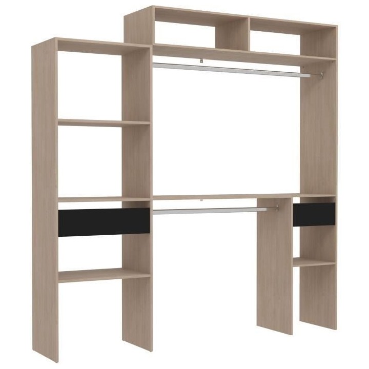 Kit dressing extensible ARTIC EKIPA - Chene et noir - 2 penderies + 2