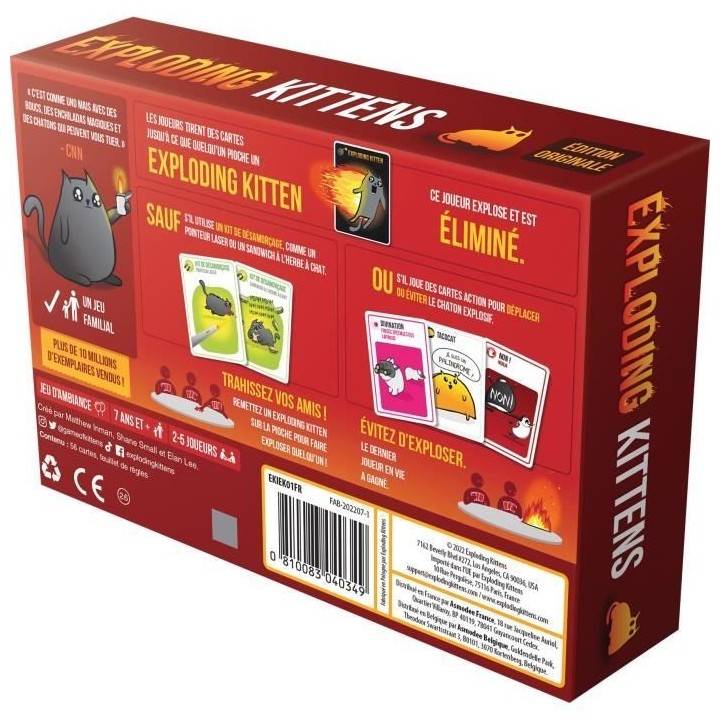 Jeu de société - ASMODEE - Exploding Kittens : Le Jeu de Base (Editi