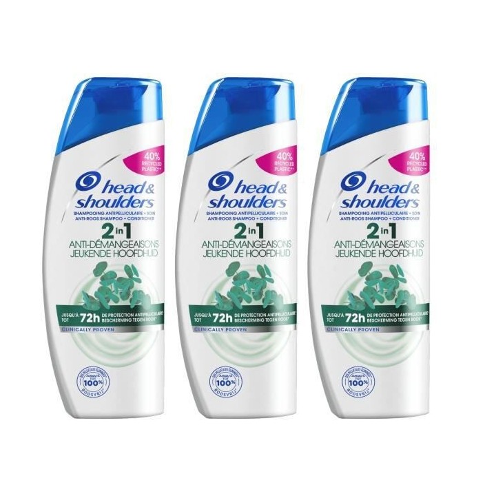 LOT DE 3 - Head & Shoulders Anti-Démangeaisons Shampoing 2 en 1 - 270