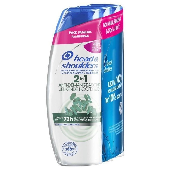 LOT DE 3 - Head & Shoulders Anti-Démangeaisons Shampoing 2 en 1 - 270
