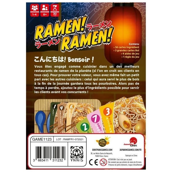 Ramen ! Ramen ! - Jeu de societé - Prépare le meilleur Ramen - 1 a 4