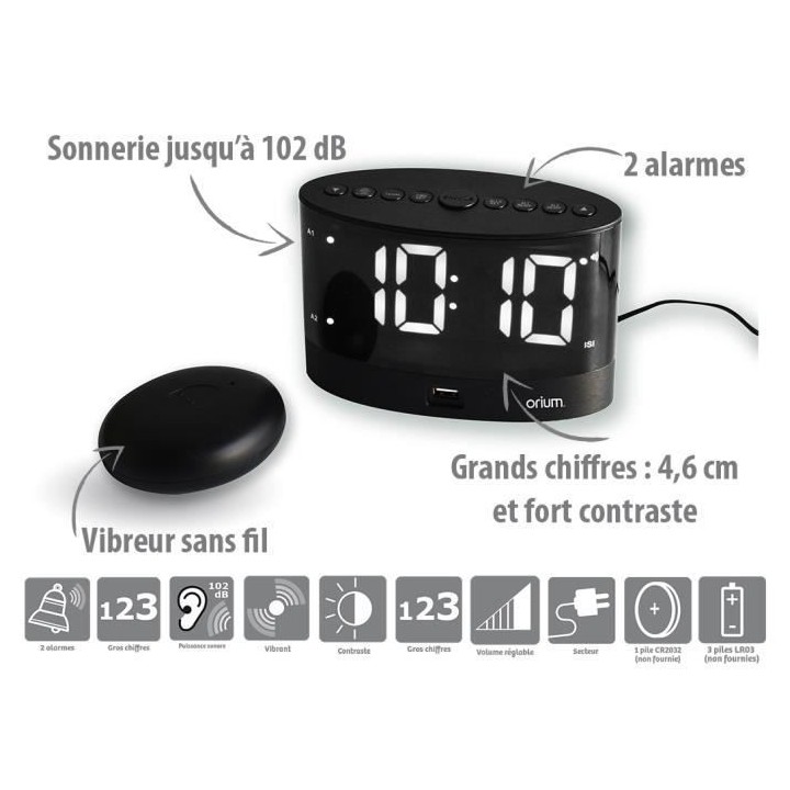 HESTEC Réveil Vibreur Blanco