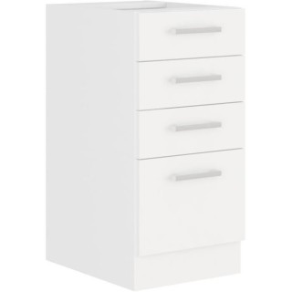 ATLAS Meuble bas 4 tiroirs - Décor blanc - L40 x P52x H82 - Plan de t
