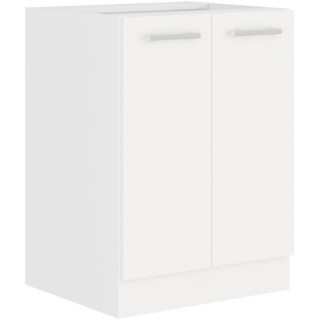 ATLAS Meuble bas 2 portes - Décor blanc - L60 x P52 x H82 cm - Plan d