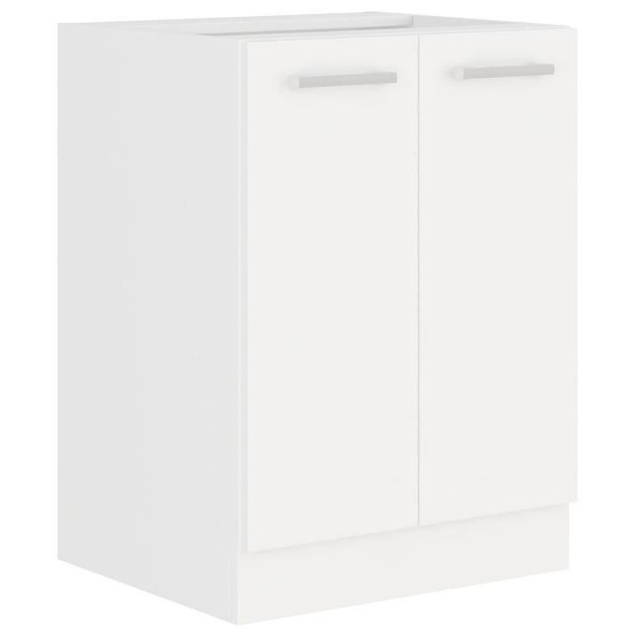 ATLAS Meuble bas 2 portes - Décor blanc - L60 x P52 x H82 cm - Plan d