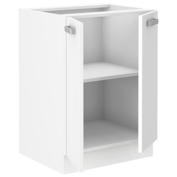 ATLAS Meuble bas 2 portes - Décor blanc - L60 x P52 x H82 cm - Plan d