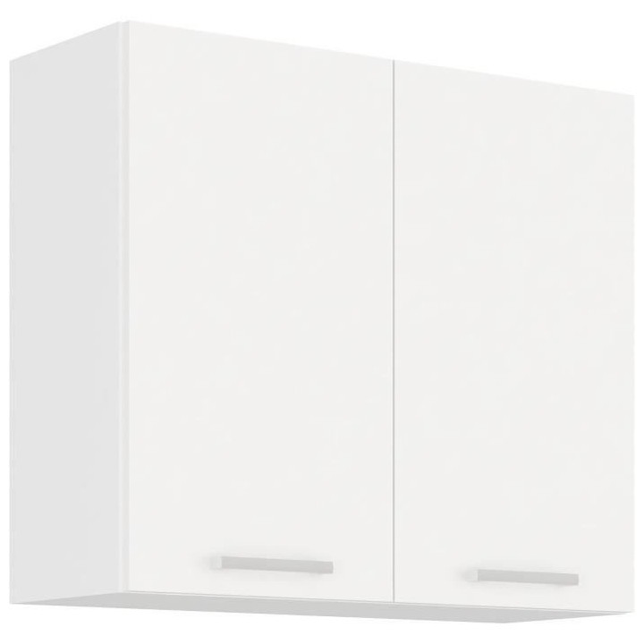 ATLAS Meuble haut 2 portes battantes - Décor blanc - L80 x P31 x H72