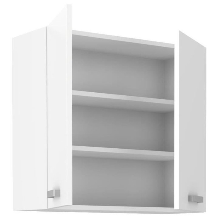 ATLAS Meuble haut 2 portes battantes - Décor blanc - L80 x P31 x H72