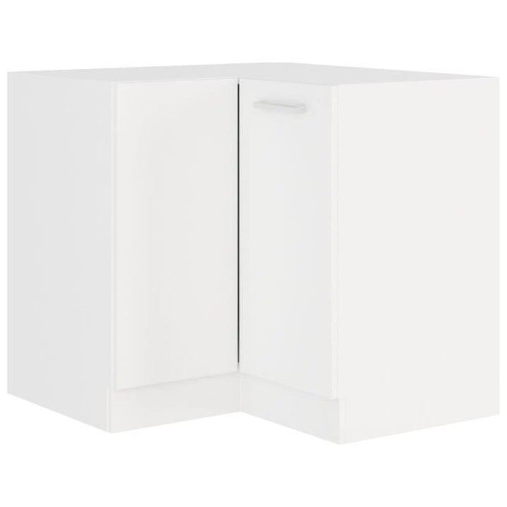 ATLAS Meuble bas d'angle - Décor blanc - L89 x L89cm - Plan de travai