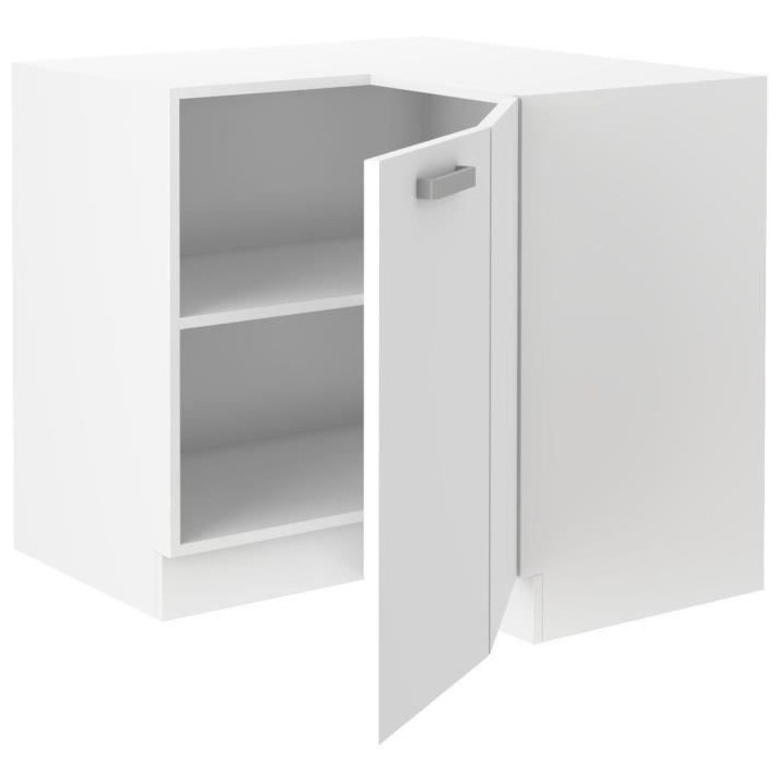 ATLAS Meuble bas d'angle - Décor blanc - L89 x L89cm - Plan de travai