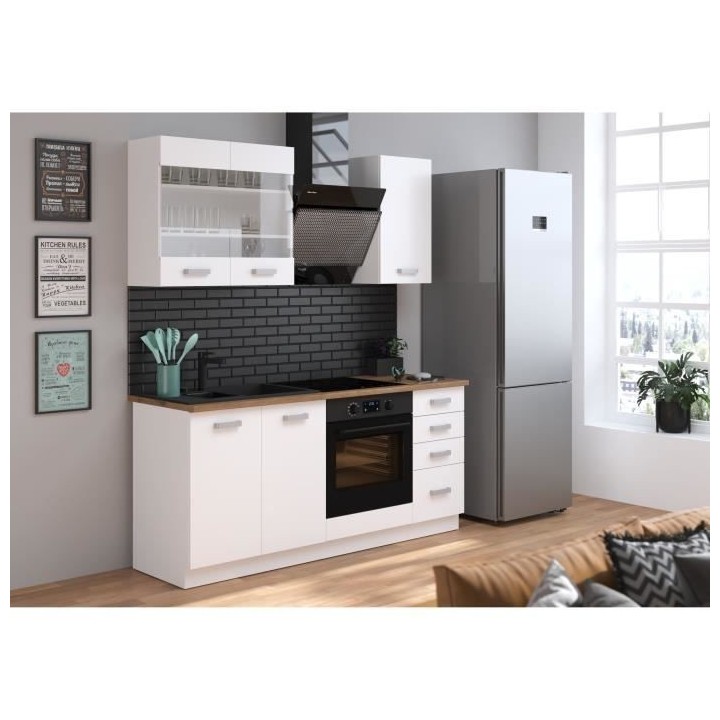 ATLAS Meuble four - Décor blanc - L60 x P52 x H82 cm - Plan de travai