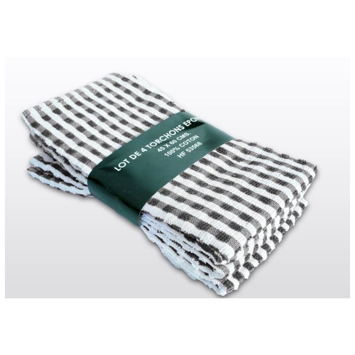 Lot de 4 torchons éponge 45x60cm ANTHRACITE