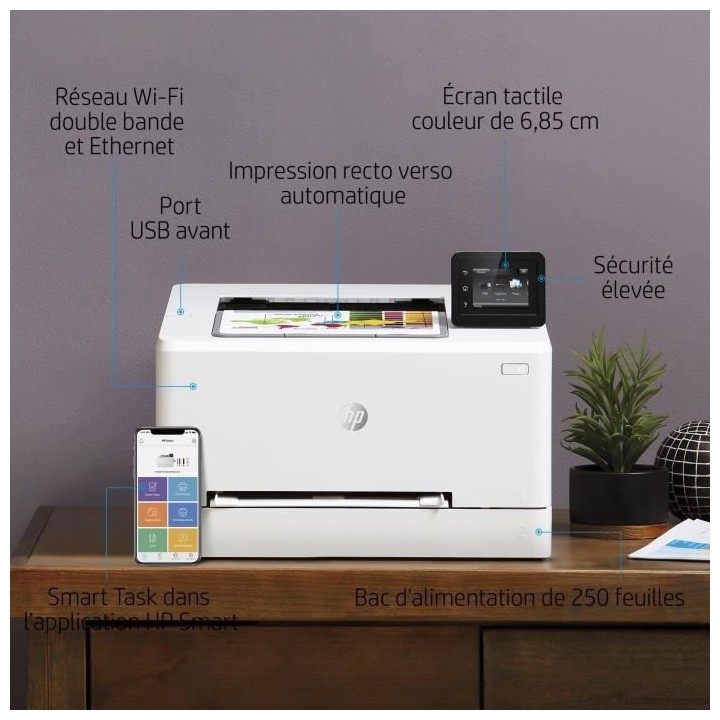 Imprimante monofonction HP Color LaserJet Pro M255dw laser couleur - I