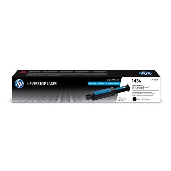 Recharge de toner noir HP 143A Neverstop authentique (W1143A) pour HP