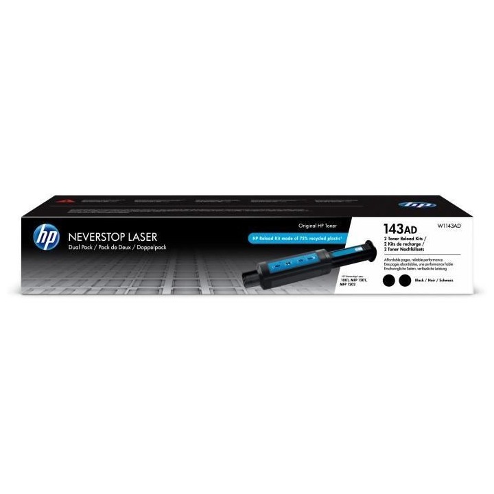 HP 143A Pack de 2 kit de recharge de toners noirs Neverstop authentiqu