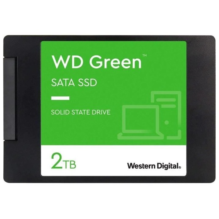 WESTERN DIGITAL Disque dur SATA SSD - 2TB interne - Format 2.5 - Vert