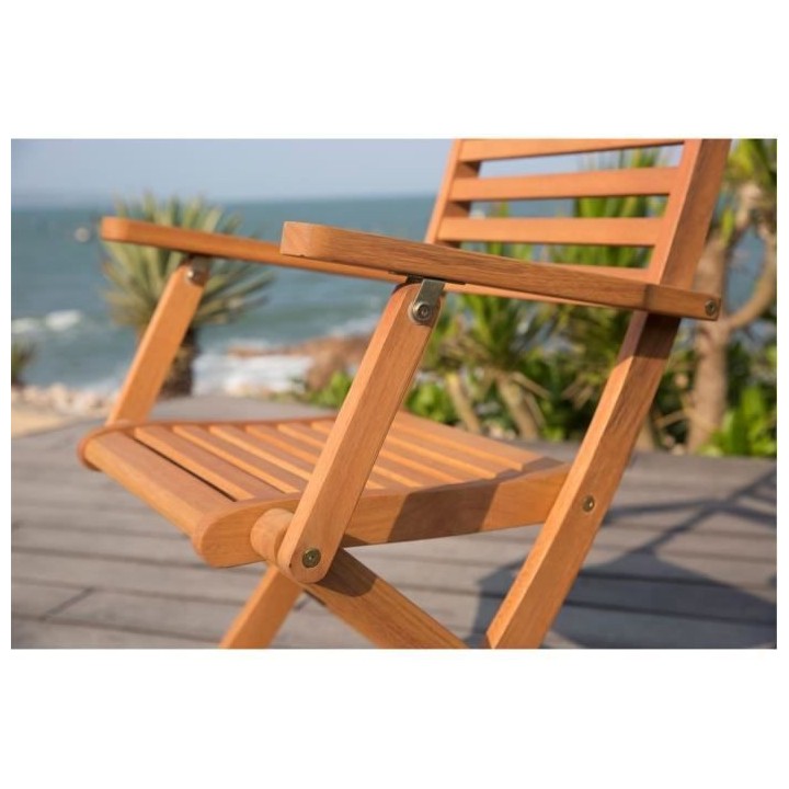 Lot de 4 fauteuils de jardin pliants en eucalyptus FSC - 57 x 52 x H.9
