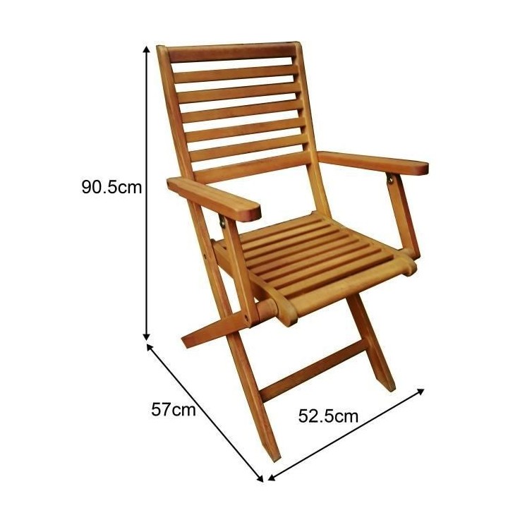 Lot de 4 fauteuils de jardin pliants en eucalyptus FSC - 57 x 52 x H.9