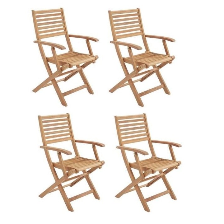 Lot de 4 fauteuils de jardin pliants en eucalyptus FSC - 57 x 52 x H.9