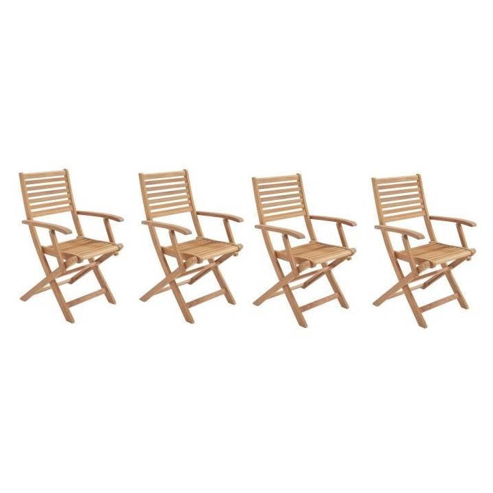 Lot de 4 fauteuils de jardin pliants en eucalyptus FSC - 57 x 52 x H.9