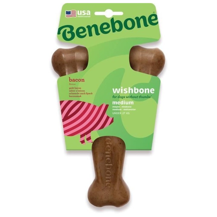 Benebone - Jouet os a macher pour chien adulte saveur bacon, Taille M