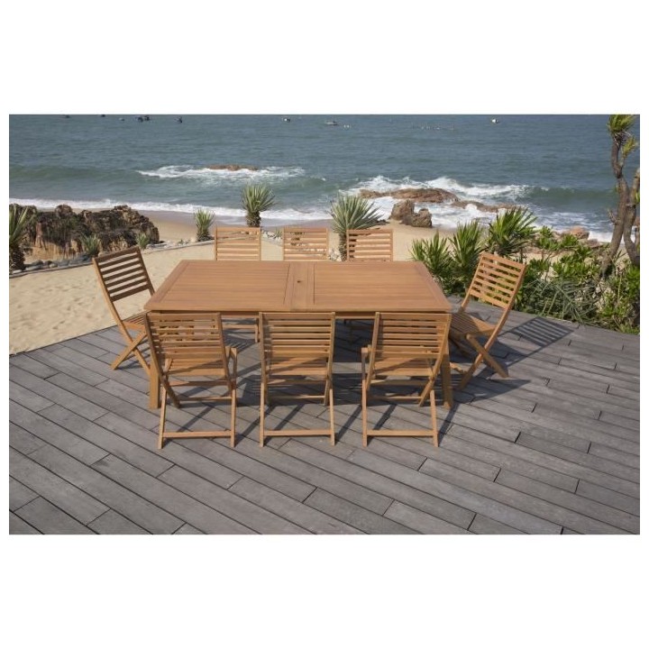 Ensemble repas de jardin 8 a 12 personnes - Table extensible 200/250/3