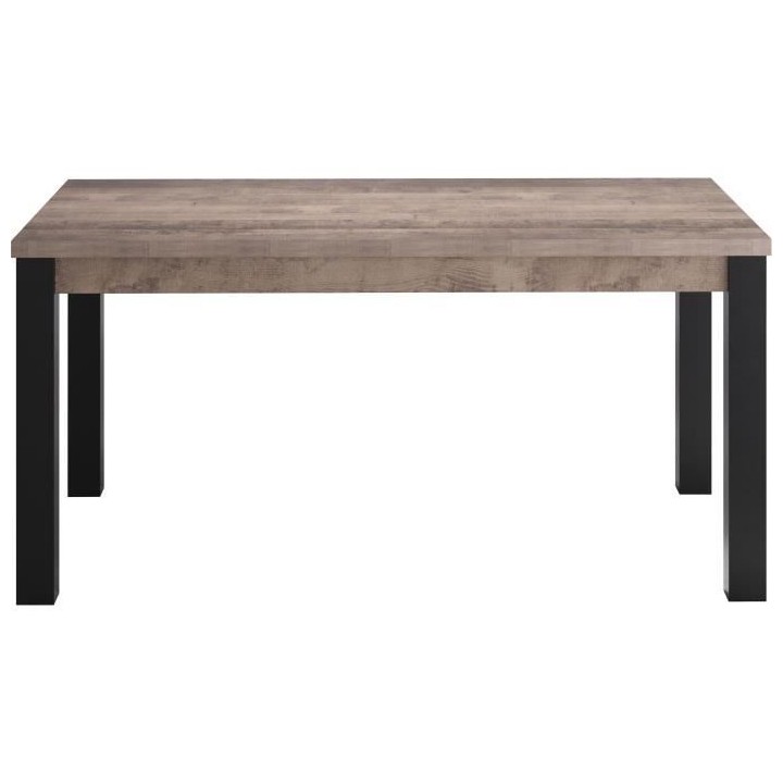 Table a manger EMILE 6 personnes - Mélamine chene brun tabac et noir