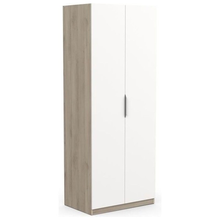 Armoire GHOST - Décor chene kronberg et blanc mat - 2 Portes - L.79,4